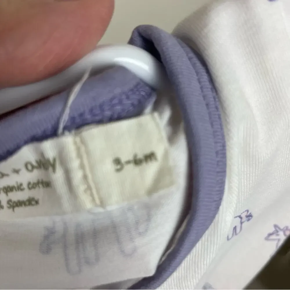 Monica + Andy White Purple Unicorn One Piece Infant Sleeper 3 to 6 months
